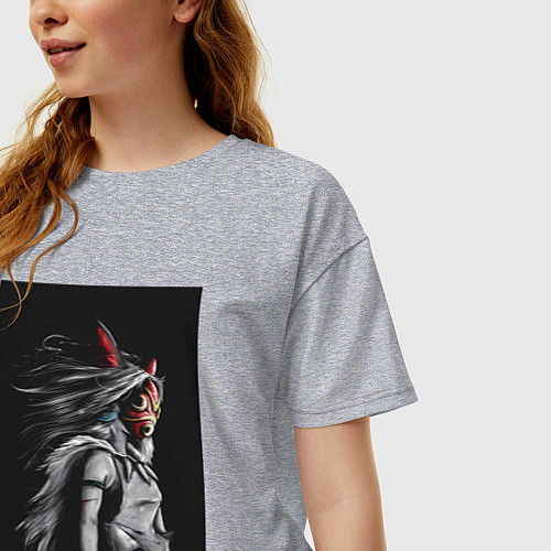 Женская футболка оверсайз Принцесса Мононоке Сан / Меланж – фото 3