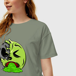 Футболка оверсайз женская Рвотный смайл, цвет: авокадо — фото 2