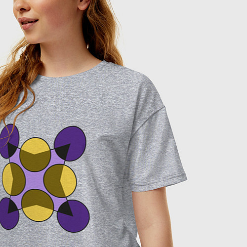 Женская футболка оверсайз Фигура из окружностей / Меланж – фото 3