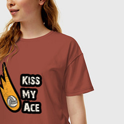 Футболка оверсайз женская Kiss my ace volleyball, цвет: кирпичный — фото 2