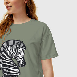Футболка оверсайз женская Шахматная зебра, цвет: авокадо — фото 2