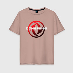 Футболка оверсайз женская Dongfeng - logo, цвет: пыльно-розовый