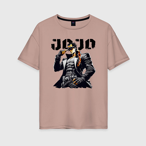 Женская футболка оверсайз Jotaro Kujo - jojo ai art / Пыльно-розовый – фото 1