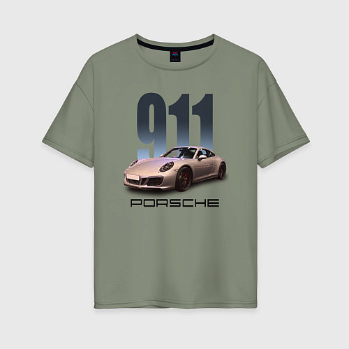 Женская футболка оверсайз Порше 911 спортивный автомобиль / Авокадо – фото 1