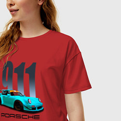 Футболка оверсайз женская Cпортивный автомобиль Porsche, цвет: красный — фото 2
