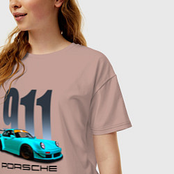 Футболка оверсайз женская Cпортивный автомобиль Porsche, цвет: пыльно-розовый — фото 2