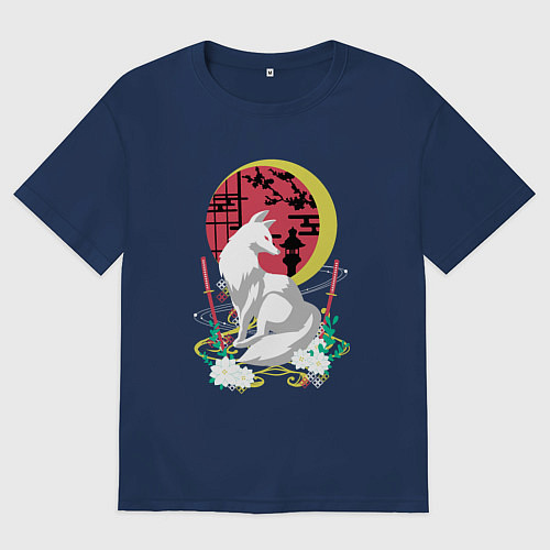 Женская футболка оверсайз Лунная Инари / Тёмно-синий – фото 1