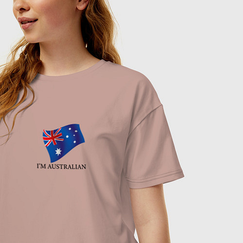 Женская футболка оверсайз Im Australian - motto / Пыльно-розовый – фото 3