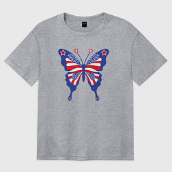 Футболка оверсайз женская USA butterfly, цвет: меланж