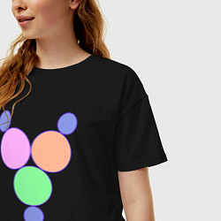 Футболка оверсайз женская Окружности матрешки, цвет: черный — фото 2