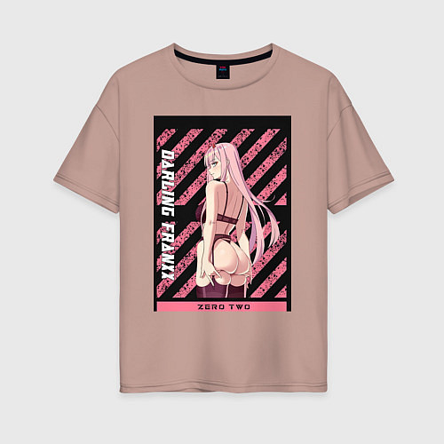 Женская футболка оверсайз Франкс Зеро Ту / Пыльно-розовый – фото 1