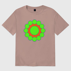 Футболка оверсайз женская Окружности по кругу, цвет: пыльно-розовый