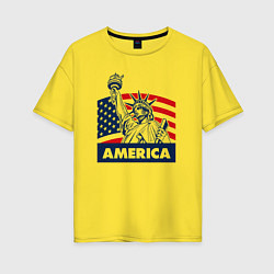 Футболка оверсайз женская Free America, цвет: желтый