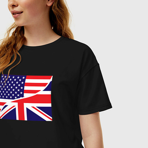 Женская футболка оверсайз США и Великобритания / Черный – фото 3