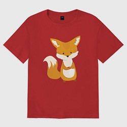 Футболка оверсайз женская Недовольный лисёнок, цвет: красный