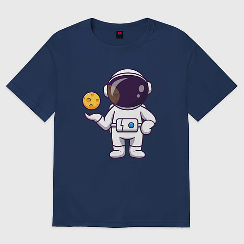 Женская футболка оверсайз Космонавт и планета / Тёмно-синий – фото 1