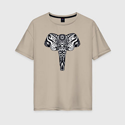 Женская футболка оверсайз Ethnic elephant