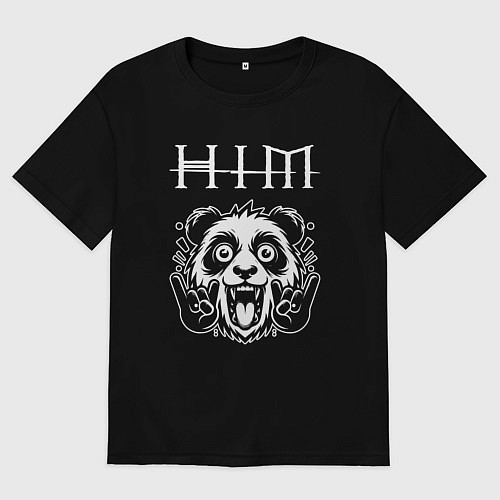 Женская футболка оверсайз HIM rock panda / Черный – фото 1