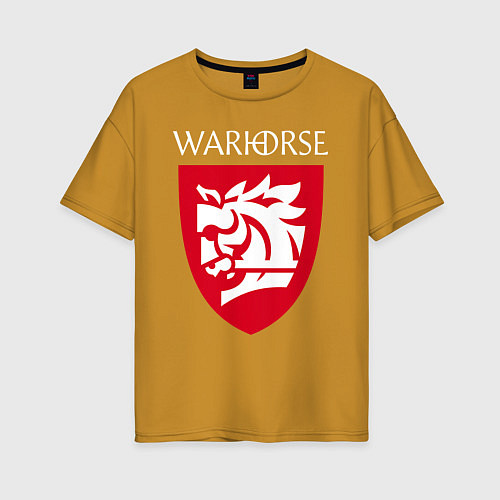 Женская футболка оверсайз Warhorse logo / Горчичный – фото 1