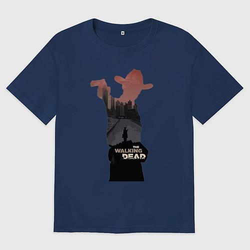 Женская футболка оверсайз Ходячие мертвецы Рик Граймс / Тёмно-синий – фото 1
