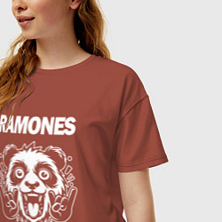 Футболка оверсайз женская Ramones rock panda, цвет: кирпичный — фото 2