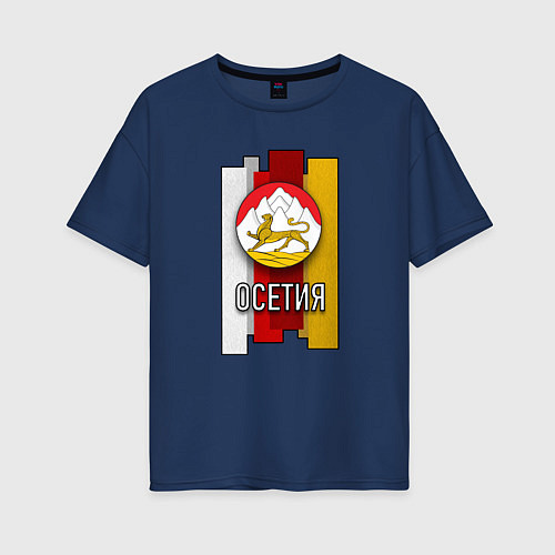 Женская футболка оверсайз Осетия герб / Тёмно-синий – фото 1