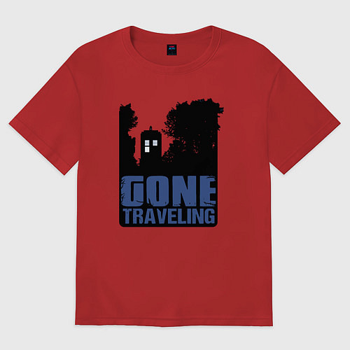 Женская футболка оверсайз Отправился путешествовать / Красный – фото 1