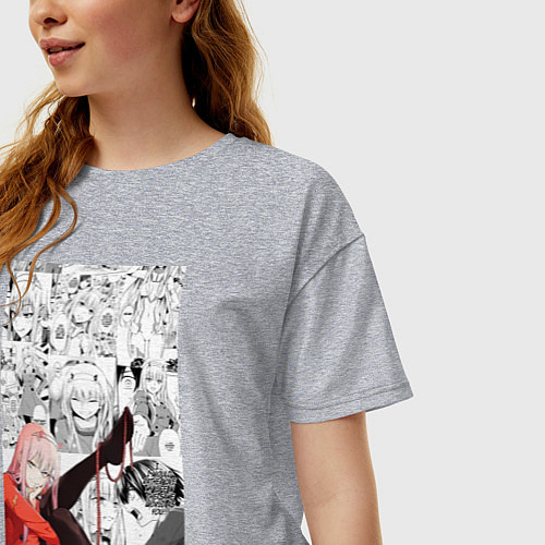 Женская футболка оверсайз Зеро Ту коллаж / Меланж – фото 3