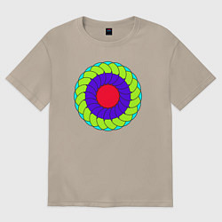 Футболка оверсайз женская Неоновое колесо, цвет: миндальный