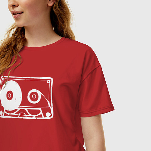 Женская футболка оверсайз Audio tape / Красный – фото 3