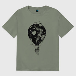 Футболка оверсайз женская Космический воздушный шар, цвет: авокадо