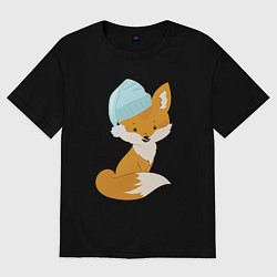 Женская футболка оверсайз Лисичка в шапке