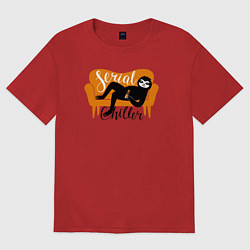 Футболка оверсайз женская Серийный чиллер, цвет: красный