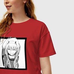 Футболка оверсайз женская Зеро Ту улыбается, цвет: красный — фото 2