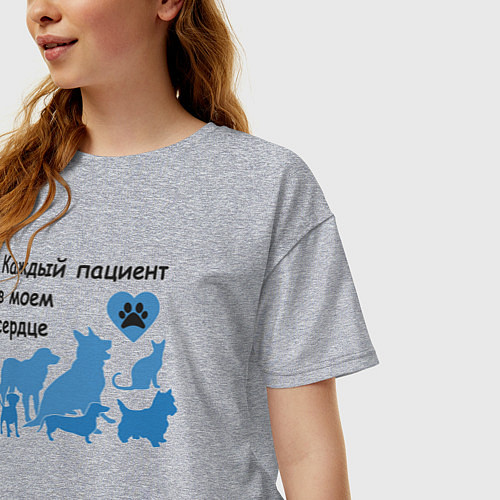 Женская футболка оверсайз В сердце ветеринара / Меланж – фото 3