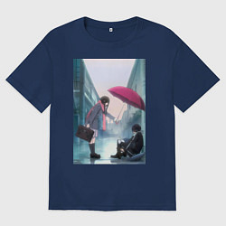 Футболка оверсайз женская Хиёри Ики Ято, цвет: тёмно-синий