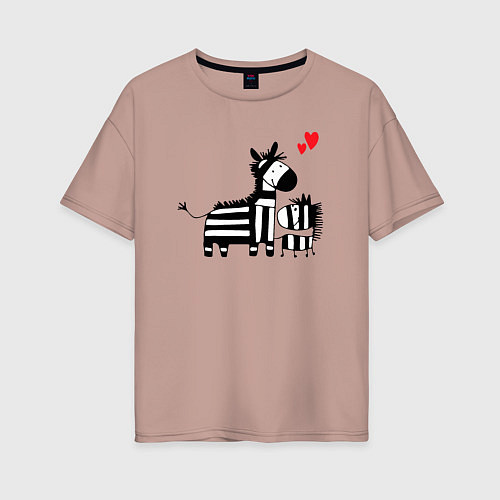 Женская футболка оверсайз Zebra love / Пыльно-розовый – фото 1