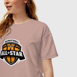 Футболка оверсайз женская All-star basket, цвет: пыльно-розовый — фото 2