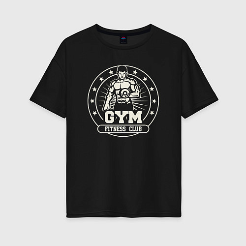 Женская футболка оверсайз Gym fitness club / Черный – фото 1