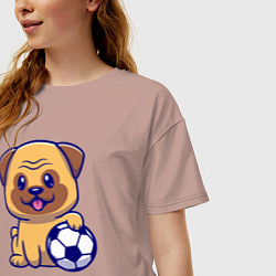 Футболка оверсайз женская Бульдог футболист, цвет: пыльно-розовый — фото 2