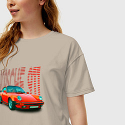 Футболка оверсайз женская Немецкий автомобиль Порше 911, цвет: миндальный — фото 2