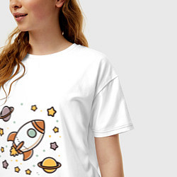 Футболка оверсайз женская Ракета to the moon, цвет: белый — фото 2