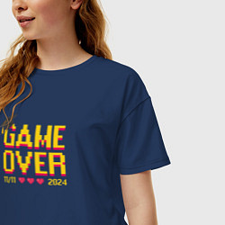 Футболка оверсайз женская 2024 game over, цвет: тёмно-синий — фото 2