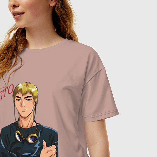 Женская футболка оверсайз Эйкити Онидзука учитель / Пыльно-розовый – фото 3