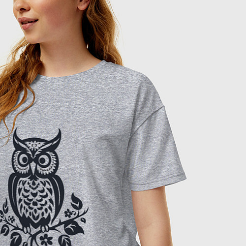 Женская футболка оверсайз Силуэт совы / Меланж – фото 3