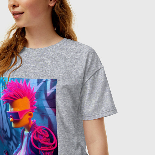 Женская футболка оверсайз Bart Simpson - punk / Меланж – фото 3