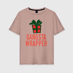 Футболка оверсайз женская Gangsta wrapper, цвет: пыльно-розовый