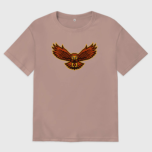 Женская футболка оверсайз Полёт совы / Пыльно-розовый – фото 1