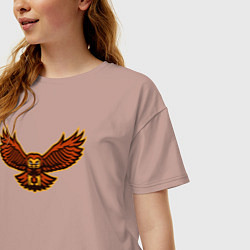 Футболка оверсайз женская Полёт совы, цвет: пыльно-розовый — фото 2