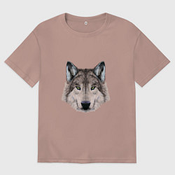 Футболка оверсайз женская Классный красивый волк, цвет: пыльно-розовый